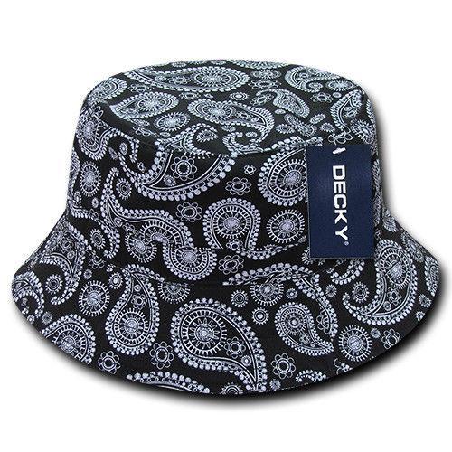Decky Paisley Bandana Design Fitted Bucket Hats Caps Cotton Unisex