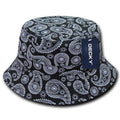 Decky Paisley Bandana Design Fitted Bucket Hats Caps Cotton Unisex-Black-S/M-