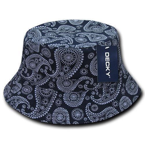 Decky Paisley Bandana Design Fitted Bucket Hats Caps Cotton