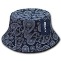 Decky Paisley Bandana Design Fitted Bucket Hats Caps Cotton Unisex-Navy-S/M-