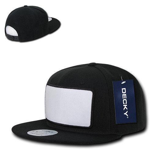 Decky Patch Snapbacks Flat Bill 6 Panel Camo Black Baseball Hats Caps Unisex-Black-