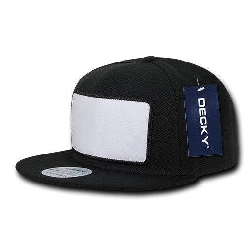 Decky Patch Snapbacks Flat Bill 6 Panel Camo Black Baseball Hats Caps Unisex-Black-