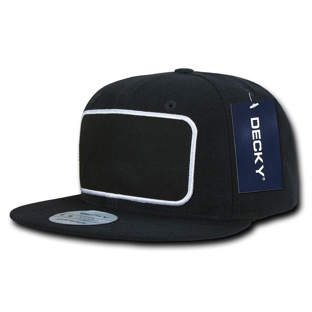 Decky Patch Snapbacks Flat Bill 6 Panel Camo Black Baseball Hats Caps Unisex-Black-