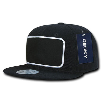 Decky Patch Snapbacks Flat Bill 6 Panel Camo Black Baseball Hats Caps Unisex-Black-