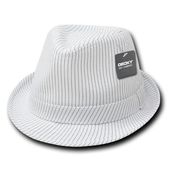 Decky Pinstriped Fedoras Caps Hats-Black/Black-Small/Medium-