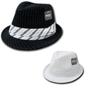 Decky Pinstriped Fedoras Caps Hats-Black/Black-Small/Medium-