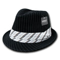 Decky Pinstriped Fedoras Caps Hats-Black/White-Small/Medium-