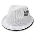 Decky Pinstriped Fedoras Caps Hats-White/White-Small/Medium-