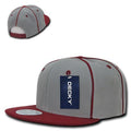 Decky Piped Crown Snapback Two Tone 6 Panel Flat Bill Hats Caps-Cardinal-