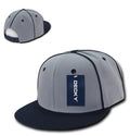 Decky Piped Crown Snapback Two Tone 6 Panel Flat Bill Hats Caps-Navy-