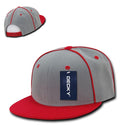 Decky Piped Crown Snapback Two Tone 6 Panel Flat Bill Hats Caps-Red-
