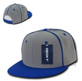 Decky Piped Crown Snapback Two Tone 6 Panel Flat Bill Hats Caps-Royal-