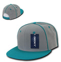 Decky Piped Crown Snapback Two Tone 6 Panel Flat Bill Hats Caps-Teal-
