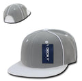 Decky Piped Crown Snapback Two Tone 6 Panel Flat Bill Hats Caps-White-