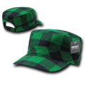 Decky Plaid Flannel Flat Top Bdu Gi Cadet Military Army Patrol Hats Caps-Green Plaid-
