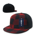 Decky Plaid Flex 6 Panel Fitted Two Tone Baseball Caps Hats-RED PLAID-