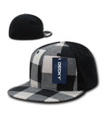 Decky Plaid Flex 6 Panel Fitted Two Tone Baseball Caps Hats-SALT & PEPPER-