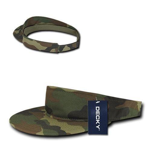 Decky Pre Curved Bill Camouflage Camo Golf Summer Sun Beach Acyrlic Visors-WOODLAND-