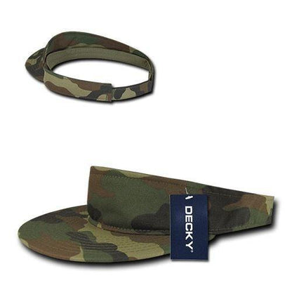 Decky Pre Curved Bill Camouflage Camo Golf Summer Sun Beach Acyrlic Visors-WOODLAND-