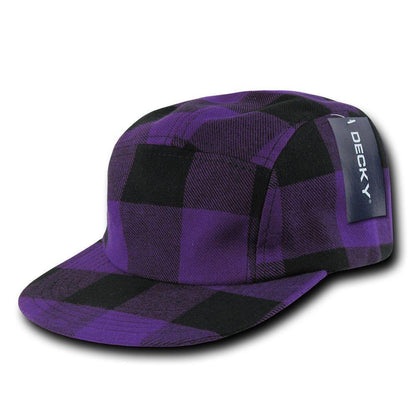 Decky Racer Jockey 5 Panel Biker Solid Plaid Camouflage Caps Hats-Black-