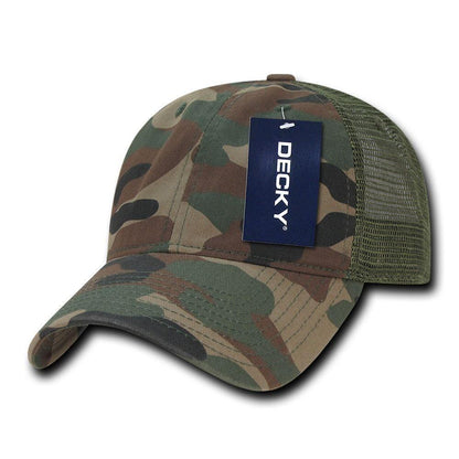 Decky Relaxed Camo 6 Panel Pre Curved Bill Trucker Baseball Caps Hats-ACU-