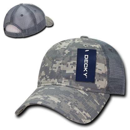 Decky Relaxed Camo 6 Panel Pre Curved Bill Trucker Baseball Caps Hats-ACU-