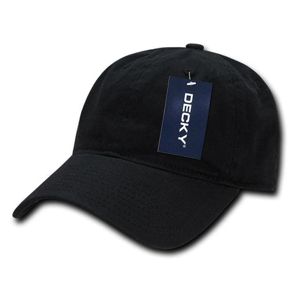 Decky Relaxed Soft Low Crown Dad Washed Cotton Polo Vintage 6 Panel Caps Hats-205-Black-