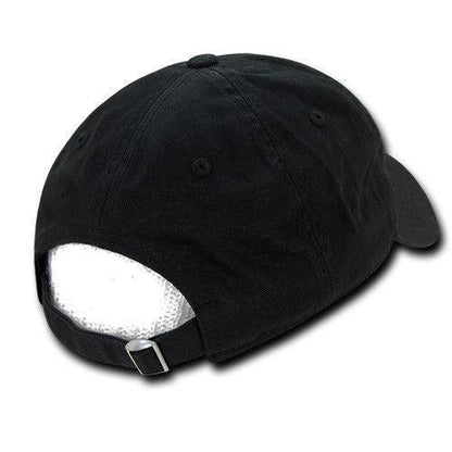 Decky Relaxed Soft Low Crown Dad Washed Cotton Polo Vintage 6 Panel Caps Hats-205-Black-