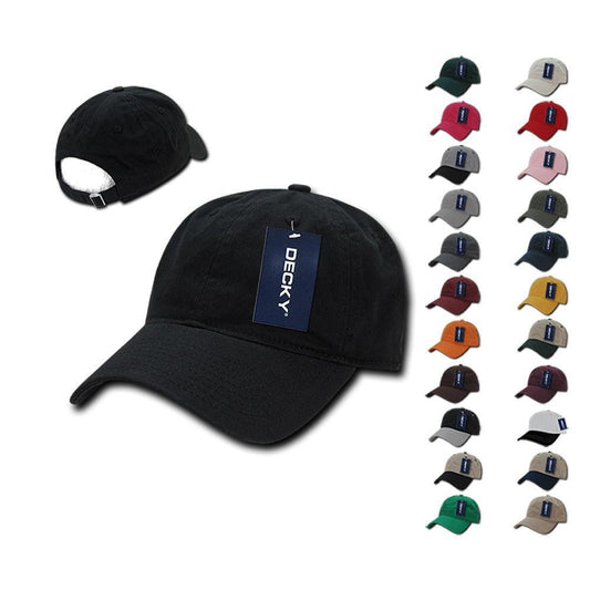 Decky Relaxed Soft Low Crown Dad Washed Cotton Polo Vintage 6 Panel Caps Hats-205-Black-