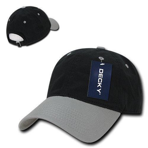 Decky Relaxed Soft Low Crown Dad Washed Cotton Polo Vintage 6 Panel Caps Hats-205-Black/Light Gray-