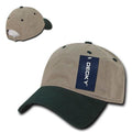 Decky Relaxed Soft Low Crown Dad Washed Cotton Polo Vintage 6 Panel Caps Hats-205-Khakhi/Forest Green-