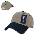 Decky Relaxed Soft Low Crown Dad Washed Cotton Polo Vintage 6 Panel Caps Hats-205-Khakhi/Navy-