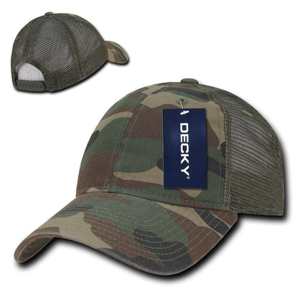 Decky Relaxed Trucker 6 Panel Pre Curved Bill Baseball Caps Hats-Black-