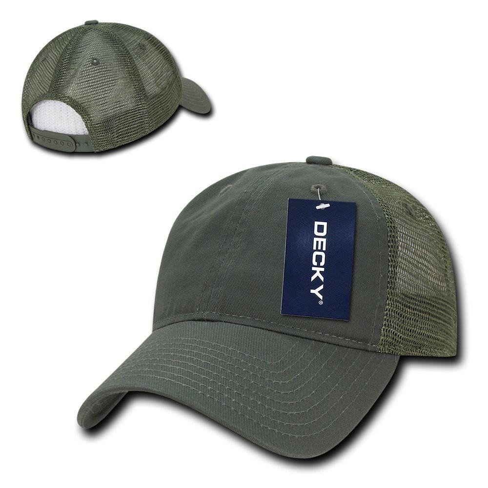 Decky Relaxed Trucker 6 Panel Pre Curved Bill Baseball Caps Hats-Black-