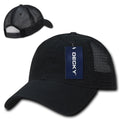 Decky Relaxed Trucker 6 Panel Pre Curved Bill Baseball Caps Hats-Black-