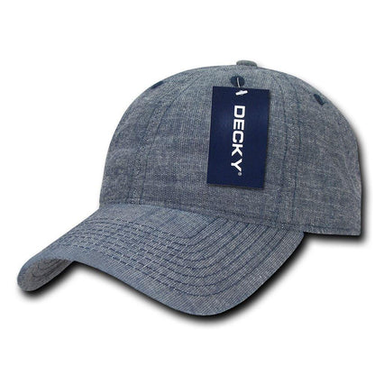 Decky Relaxed Washed Denim Low Crown Curved Bill Dad Hats Caps-Black-