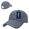 Decky Relaxed Washed Denim Low Crown Curved Bill Dad Hats Caps-Blue-