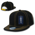 Decky Retro Contra Stitch Flat Bill Baseball Caps Hats Snapback-358 - Black/Gold-