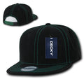 Decky Retro Contra Stitch Flat Bill Baseball Caps Hats Snapback-358 - Black/Kelly Green-