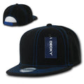 Decky Retro Contra Stitch Flat Bill Baseball Caps Hats Snapback-358 - Black/Royal-