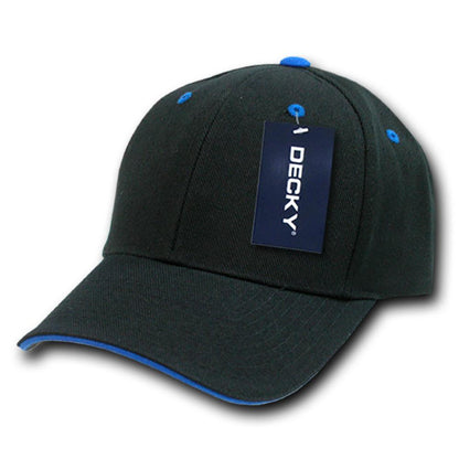 Decky Sandwich Visor Pro Style Two Tone Constructed 6 Panel Baseball Hats Caps-2003-Black/Gold-