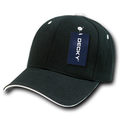 Decky Sandwich Visor Pro Style Two Tone Constructed 6 Panel Baseball Hats Caps-2003-Black/Gold-