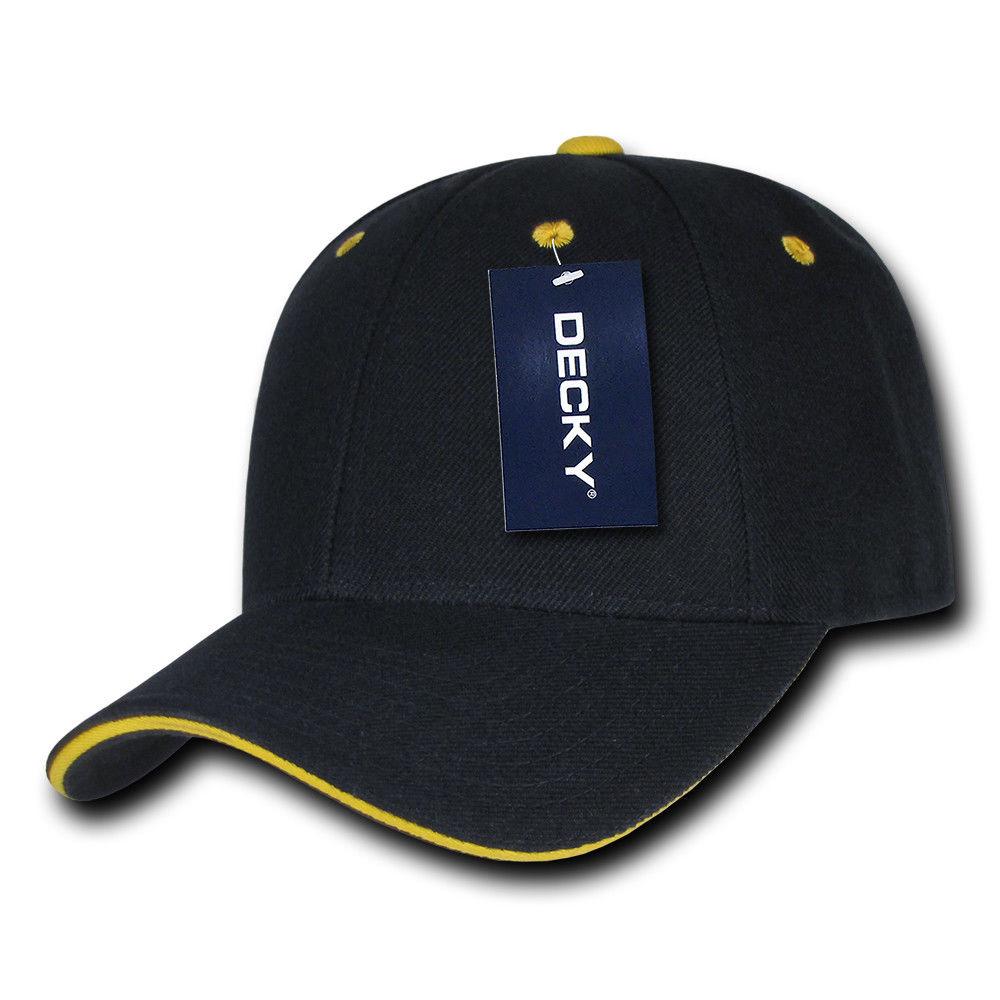Decky Sandwich Visor Pro Style Two Tone Constructed 6 Panel Baseball Hats Caps-2003-Black/Gold-