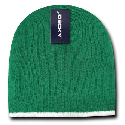 Decky Single Striped Two Tone Beanies Knitted Ski Skull Caps Hats Warm Winter-Black/White-