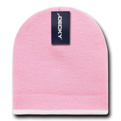 Decky Single Striped Two Tone Beanies Knitted Ski Skull Caps Hats Warm Winter-Black/White-