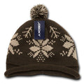 Decky Snowflake Winter Warm Knitted Solid Roll Up Beanies Ski Pom Pom Unisex-Brown Snowflake-