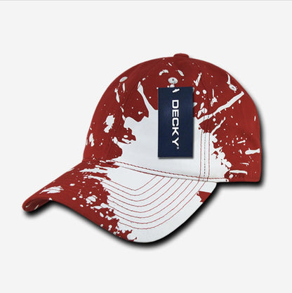 Decky Splat Paint Polo Cotton Sweatband Low Crown Dad Caps Hats-Black-