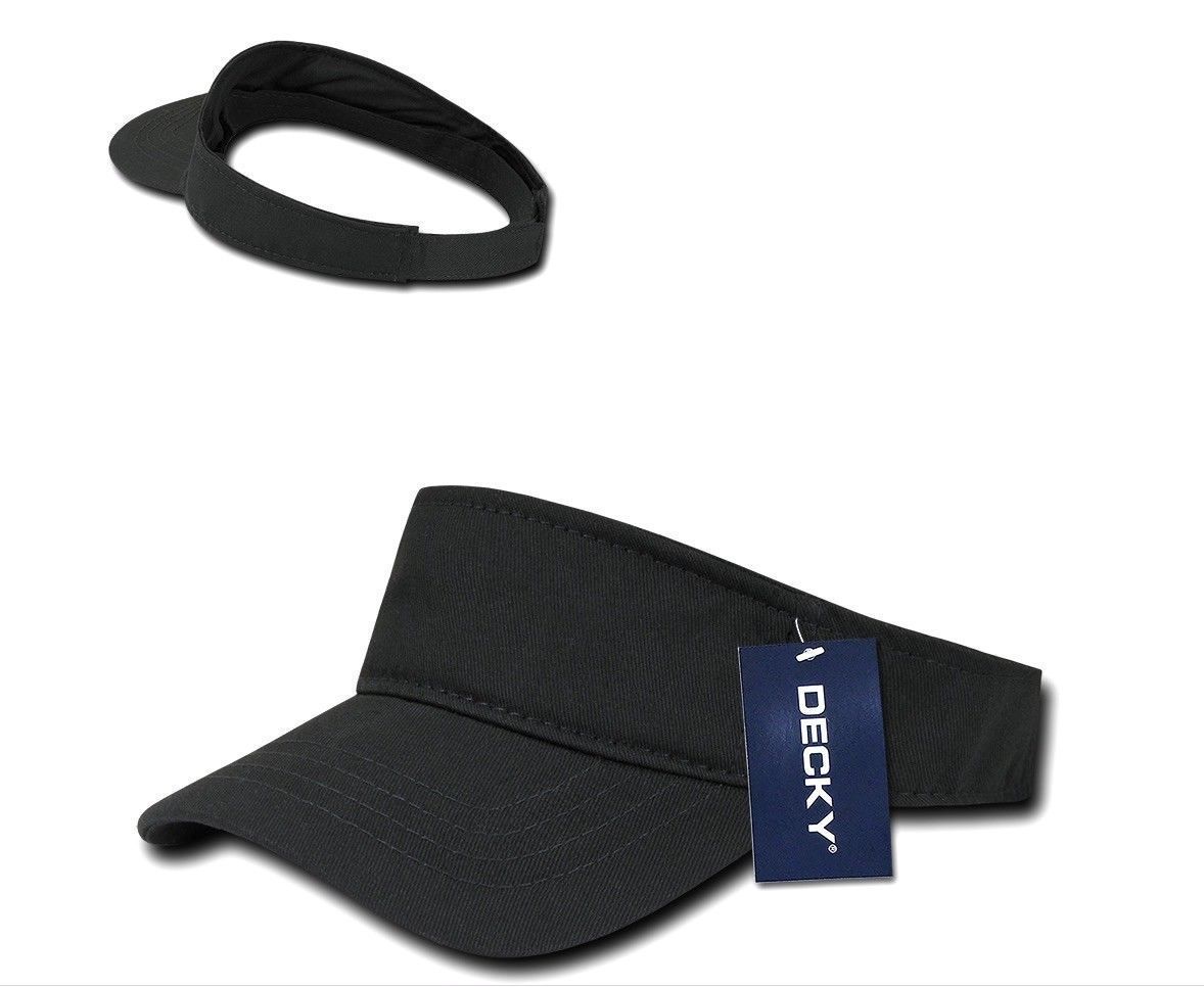 Decky Sports Spring Summer Sun Visors Caps Hats Cotton Beach Golf Unisex-Black-