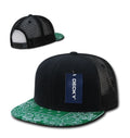 Decky Stylish Bandana Print Flat Bill Trucker 6 Panel Hats Caps Snapback Unisex-Black/Kelly-