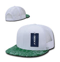 Decky Stylish Bandana Print Flat Bill Trucker 6 Panel Hats Caps Snapback Unisex-White/Kelly-